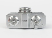 MEOPTA: Mikroma&nbsp;subminiature&nbsp;camera [#4310624],&nbsp;c. 1949, in black leatherette with Mirar&nbsp;20mm f3.5 lens [#4310624], together with leather case. - 4
