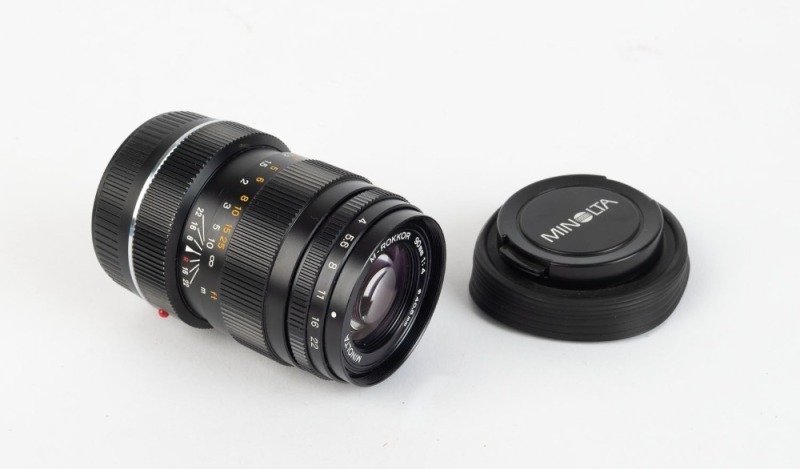 MINOLTA: Black M-Rokkor 90mm f4 lens [#2012453] with Leica M