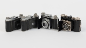 KODAK: Four c. 1940s Retina I cameras - one Type 118 [#445396] with Xenar 50mm f3.5 lens and Compur shutter, one Type 010 [#198379] with Retina-Xenar 50mm f3.5 lens and Compur-Rapid shutter, one Type 010 [#215059] with Coated Retina-Xenar 50mm f3.5 lens a