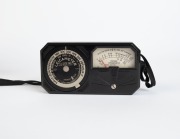 VARIOUS MANUFACTURERS: Five light meters - one E. Leitz New York Leicameter in leather case with instruction booklet, one Sekonic&nbsp;L-8b Leader De Luxe as new in maker's box with leather pouch, instruction booklet, and warranty card, one Sekonic&nbsp;Digipro X-1 - 2