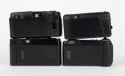 OLYMPUS: Four c. 1990s compact cameras - one black Superzoom 70 [#5147351], one silver&nbsp;Superzoom 80g [#6503378], one black Superzoom 110 [#1680900], and one black Quick Flash AFL-S [#1439369].&nbsp;(4 cameras) - 3