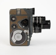 ARCO: Circa 1956 Arco Eight 8mm movie camera [#16793], with 6.5mm/13mm/38mm f1.4 lenses in triple-turret with matching metal lens caps. - 2