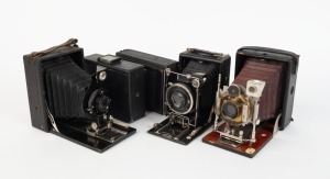 VARIOUS MANUFACTURERS: Five early 20th century vertical-folding plate cameras - one Houghton Folding Klito, one Butcher & Son Cameo, one Westminster Photographic Exchange model, one F. Deckel München model, and one Wollensak model. (5 cameras)