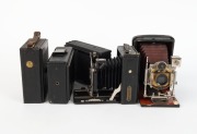VARIOUS MANUFACTURERS: Five early 20th century vertical-folding plate cameras - one Houghton Folding Klito, one Butcher & Son Cameo, one Westminster Photographic Exchange model, one F. Deckel M&uuml;nchen model, and one Wollensak model. (5 cameras) - 2