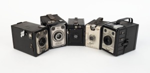 VARIOUS MANUFACTURERS: Five box cameras - one Braun Imperial, one Fodor Fodor-Box, one Coronet Super-Flash, one Hanimex Eaglet, and one Lumière P I. (5 cameras)