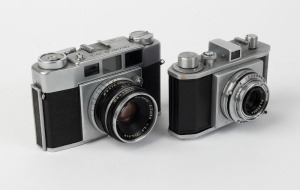 OLYMPUS: Two c. 1950s rangefinder cameras - one Olympus 35 Model 4 with Zuiko C. 40mm f3.5 lens, and one Olympus 35-S with E. Zuiko 48mm f2.8 lens. (2 cameras)