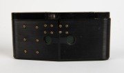 PURMA: Three c. 1937 Purma Special black Bakelite viewfinder cameras, one with lens cap, and one with lens cap, leather case, and instruction booklet, together with one lens hood in maker's box and two lens filters also&nbsp;in maker's boxes. (7 items) - 3