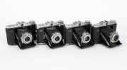 ZEISS IKON: Four c. 1950&nbsp;Nettar&nbsp;horizontal-folding cameras - one 517/16 [#G 42147] with Novar 75mm f6.3 lens and Vario shutter, one 518/16 [#C 92272] with Novar 75mm f4.5 lens and Prontor-SVS shutter, one 517/16 [#W 29277] with Novar 75mm f4.5 lens and Pr