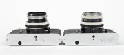 ZEISS IKON: Two c. 1968 Icarex 35 CS SLR cameras with rubber eye cup attachments - one with Color-Pantar 50mm f2.8 lens [#7037195] and Zeiss Ikon B50 UV filter, and one [#N 17979] with Tessar&nbsp;50mm f2.8 lens [#7118165]. (2 cameras) - 5