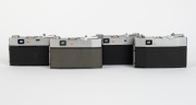 OLYMPUS: Four early-1960s rangefinders cameras - one Olympus Auto Eye [#130094] with D. Zuiko 45mm f2.8 lens [#132604], one Olympus Auto Eye II [#114235] with D. Zuiko 43mm f2.5 lens, one Olympus-S Electro Set [#103171], and one Olympus-SC [#144311] with - 3