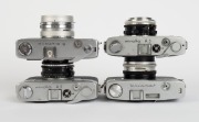 MINOLTA: Four black and chrome rangefinder cameras - one c. 1959 Minolta A3 [#107799] with Rokkor-TE 45mm f2.8 lens [#1109470], one c. 1964 Minolta Uniomat III [#406766] with Rokkor 45mm f2.8 lens, one c. 1966 Minolta A5 [#432355]&nbsp;with Rokkor 45mm f2.8 le - 4