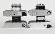 MINOLTA: Four black and chrome rangefinder cameras - one c. 1959 Minolta A3 [#107799] with Rokkor-TE 45mm f2.8 lens [#1109470], one c. 1964 Minolta Uniomat III [#406766] with Rokkor 45mm f2.8 lens, one c. 1966 Minolta A5 [#432355]&nbsp;with Rokkor 45mm f2.8 le - 5