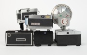 RIKEN: Six c. 1960s chrome-body cameras - one Ricoh Auto Shot, one Ricoh Caddy, one Ricoh Caddy with lens cap and BC-605 flash unit, one Ricoh Auto Half [#321569], one Ricoh 126-C EE [#205861] with Ricoh self-timer attachment, and one Ricohmatic 126 with - 3