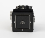 FRANKE & HEIDECKE: Black-body Rolleiflex&nbsp;T&nbsp;TLR camera [#2166036], c. 1959, with Carl Zeiss Tessar 75mm f3.5 lens [#3487177] and Synchro-Compur shutter. - 4