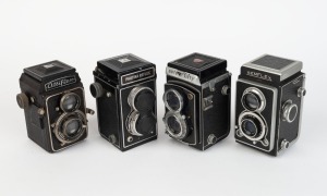 VARIOUS MANUFACTURERS: A selection of four TLR cameras - one c. 1936 Eho-Altissa Altiflex II, one c. 1950 SEM Semflex, one c. 1954 Bolta Photina Reflex, and one c. 1955 United States Cameras Auto Fifty. (4 cameras)