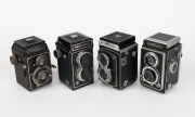 VARIOUS MANUFACTURERS: A selection of four TLR cameras - one c. 1936 Eho-Altissa&nbsp;Altiflex II, one c. 1950 SEM Semflex, one c. 1954 Bolta Photina Reflex, and one c. 1955 United States Cameras Auto Fifty. (4 cameras)