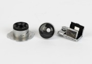LEITZ: Three late 1930s Leica attachments in chrome - one SEROO&nbsp;sports finder, one LWHOO magnifier, and one TUVOO&nbsp;adapter for VIOOH viewfinder. (3 items)