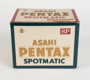 ASAHI KOGAKU: Pentax Spotmatic SLR camera [#3571943], c. 1964, with Super Takumar 55mm f2 lens [#4058221], Pentax Auto Bellows, Slide Copier, 55mm metal bellows scale, and double cable release. Complete with maker's boxes for camera and auto bellows set. - 6