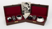 ZEISS IKON: Two lens accessory kits for Movikon 8 in leather-lined maker's boxes - one Movitelar&nbsp;5532/05&nbsp;viewfinder with lens attachment, hood, and instruction booklet, together with one Movigonar 5532/04 viewfinder with lens attachment and hood.&nbsp;(2 items