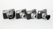KODAK: Four c. 1960 viewfinder cameras - one Retinette IA with Reomar 50mm f3.5 lens and Pronto shutter, one Retinette IA&nbsp;with Reomar 50mm f3.5 lens and Vero shutter, one Retinette IA with Reomar 50mm f3.5 lens, Vero shutter, and metal Kodak lens hood, an