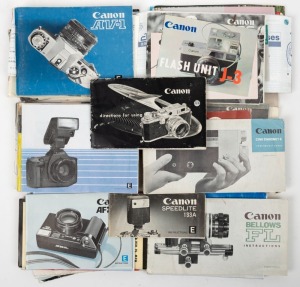 CANON: An accumulation of sixty camera, lens, and camera accessory owner's manuals. (60 items)