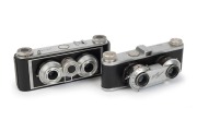 ILOCA: Two c. 1951 stereo viewfinder cameras - one type 2 Iloca Stereo with Jlitar 45mm f3.5 lenses [#16286 & #16287], and one Iloca&nbsp;Stereo II [#326445] with Jlitar&nbsp;V 35mm f3.5 lenses [#40235A & #40235B]. (2 cameras)