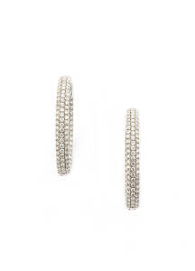 EARRINGS: Pair of 18ct white gold and diamond hoop earrings. 12.48 grams.