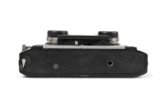 WHITE: Stereo Realist Model 1041 stereo camera [#A41427], c. 1950, with dual f3.5 lenses. Unusual design with viewfinder at bottom of camera and integrated flip-up lens cap. - 5