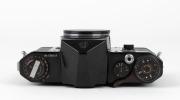 ASAHI KOGAKU: 1957 Pentax AP SLR camera body [#136613], in black, with metal body cap. - 4