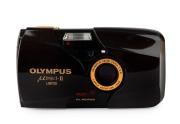 OLYMPUS: Olympus MJU-II&nbsp;Limited Edition compact camera [#0000765] with dark burgundy and gold body, c. 1990s, with 35mm f2.8 lens. Presented in lined maker's box with RC-200 remote control, leather case, strap, original battery, instruction booklet, certi