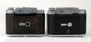 MAMIYA: Two c. 1947 Mamiya-6 IV horizontal-folding cameras - one [#39838] with Zuiko&nbsp;75mm f3.5 lens [#68280] and 'Made in Occupied Japan' engraving on base, and one [#79472] with Zuiko F.C. 75mm f3.5 lens [#208415].&nbsp;(2 cameras) - 3