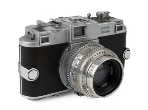 KODAK: Circa 1941 Kodak Ektra rangefinder camera [#1065], with Ektar 50mm f1.9 lens. One of only approximately 2500 to be produced.