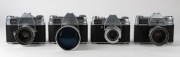 KODAK: Four c. 1960s SLR cameras - one Retina Reflex S with Retina-Xenar 50mm f2.8 lens [#6302510], one Retina Reflex III with Retina-Tele-Xenar 200mm f4.8 lens [#9865276], one Retina Reflex III with Retina-Xenon 50mm f1.9 lens [#6627613], and one Retina - 2