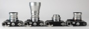 KODAK: Four c. 1960s SLR cameras - one Retina Reflex S with Retina-Xenar 50mm f2.8 lens [#6302510], one Retina Reflex III with Retina-Tele-Xenar 200mm f4.8 lens [#9865276], one Retina Reflex III with Retina-Xenon 50mm f1.9 lens [#6627613], and one Retina - 5