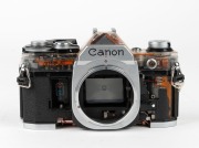CANON: Partially-transparent Canon AE-1 camera body cutaway model [#209457], c. 1976. - 2