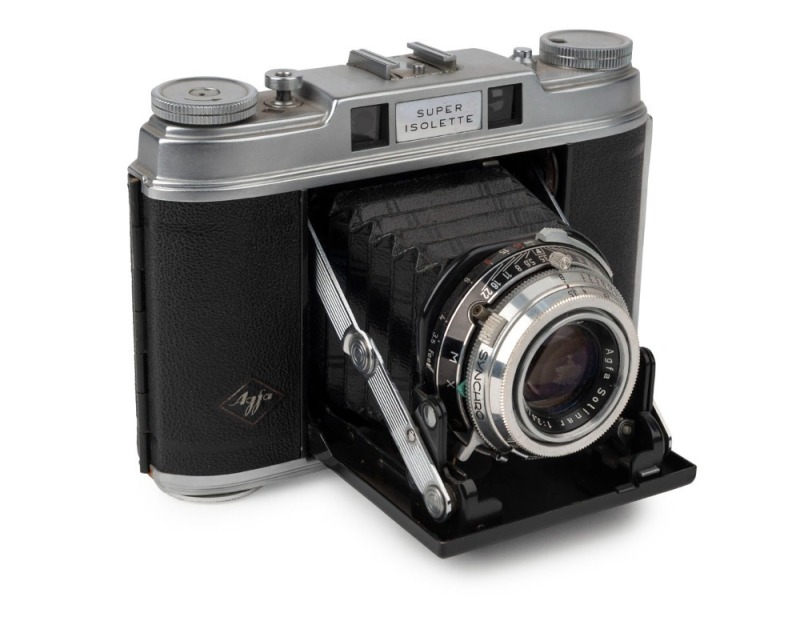 AGFA: Super Isolette rangefinder camera [#UK3583], c. 1954, with Solinar 75mm f3.5 lens [#U08870].