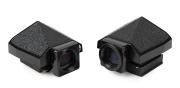 NIPPON KOGAKU: Two black c. 1960s&nbsp;Nikon F type 5 Eye Level Finders, one with bottom cap. (2 items)