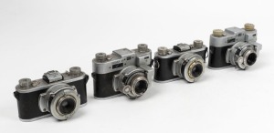 KODAK: Four c. 1940s Kodak 35 cameras - two non-rangefinder models with differing accessory shoes and engraving thicknesses, together with two rangefinder models with differing shutters. The first Kodak 35mm camera to be produced in the United States. (4 cameras)