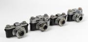 KODAK: Four c. 1940s Kodak 35 cameras - two non-rangefinder models with differing accessory shoes and engraving thicknesses, together with two rangefinder models with differing shutters. The first Kodak 35mm camera to be produced in the United States. (4 