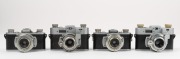 KODAK: Four c. 1940s Kodak 35 cameras - two non-rangefinder models with differing accessory shoes and engraving thicknesses, together with two rangefinder models with differing shutters. The first Kodak 35mm camera to be produced in the United States. (4 - 2