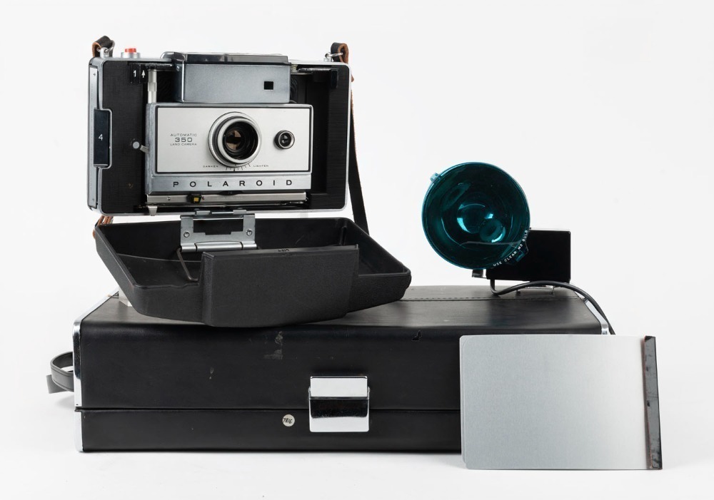 POLAROID: Circa 1969 Polaroid Automatic 350 Land Camera instant film camera  with Zeiss Ikon rangefinder and