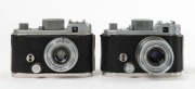 BERNING ROBOT: Two c. 1951 Robot IIa 35mm cartridge cameras - one [#C106383] with Schneider-Kreuznach Xenar 38mm f2.8 lens [#3009355], and one [#J134485] with Carl Zeiss Jena Tessar 3.25mm f2.8 lens [#2028874]. (2 cameras) - 2