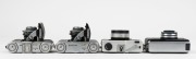 VOIGTL&Auml;NDER: Four cameras in black and chrome - one VF 135 with Color-Skoparex 40mm f2.3 lens, lens cap, and wrist strap, one Bessy AK with Color-Lanthar 38mm f2.8 lens, and two Vito II models with Color Skopar 50mm f3.5 lenses. (4 cameras) - 5