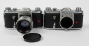 PENTACON: Two c. 1949 SLR cameras - one Contax S [#46259] with Primoplan 58mm f1.9 lens [#1591451] and front lens cap, together with one Contax S body [#43719]. (2 cameras) - 2