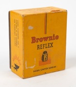 KODAK: Seven 127 rollfilm cameras - one c. 1939 Baby Brownie Special, one c. 1946 Brownie Reflex with maker's box, one c. 1953 Brownie 127, one c. 1957 Brownie Bullet, one c. 1957 Brownie Starflash, one c. 1962 Brownie Fiesta, and one c. 1962 Brownie Star - 3