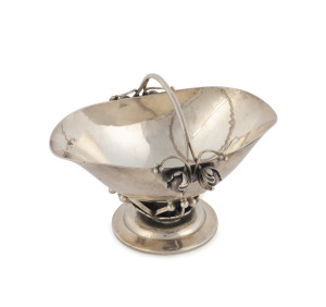 GEORG JENSEN "Candy Basket", Danish sterling silver basket, circa 1945-1951, stamped "Georg Jensen, Denmark, Sterling, 235 A", 7cm high, 9.5cm wide, 108 grams