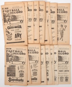 THE FOOTBALL RECORD: 1961 Home-and-Away editions No.1 - 2, 4 - 6, 8 - 10, 12 - 15, 17, 19 - 22 and the special editions for the 1st Semi-Final (Footscray v St.Kilda), 2nd Semi-Final (Hawthorn v Melbourne) and the Grand Final (in which Hawthorn defeated Footscary). Also accompanied by the very scarce Reserve Grade Grand Final Football Record (in which St.Kilda defeated Geelong by 10 points). (Total: 21).