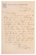 1902 - 1913 A CORRESPONDENCE BETWEEN CHARLES BROWNLOW AND ALEC "DOOKIE" McKENZIE OF GEELONG A remarkable archive of 43 original letters,2 cards and 10 notices sent by Charles Brownlow, in his capacity of Secretary of the Geelong Cricket & Football Club, - 2