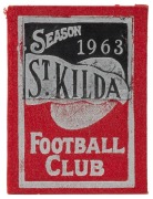 ST. KILDA: 1966 Member's Season Ticket (#5809), with Fixture List, details of the Club Leadership & holes punched for each game attended; issued in the name of M.E.. Moss. Accompanied by Season Tickets for 1961 - 1965 issued to the same supporter. (6 tick - 4