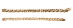 BRACELETS: Two 14ct double cable link bracelets (10 grams) and 9ct gold bracelet (22 grams).